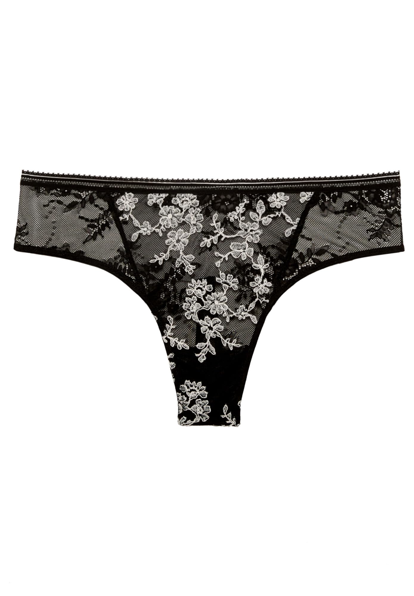 YAMAMAY -Slip Culotte Perizoma, Donna, Ricamo Floreale, 53% Poliammide 38% Poliestere 9% Elastan
