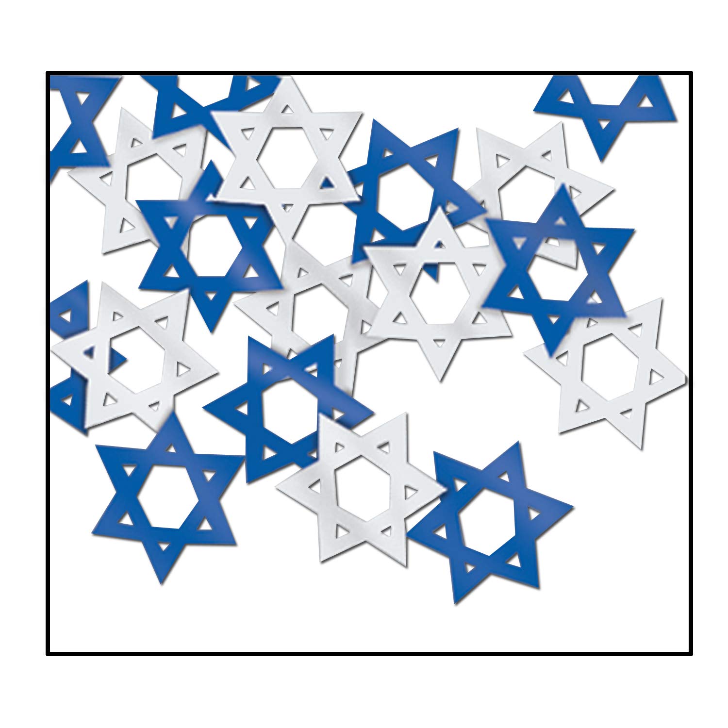 Beistle 1.5 Ounces Metallic Plastic Blue And Silver Star Of David Confetti For Jewish Celebrations And Hanukkah Decorations