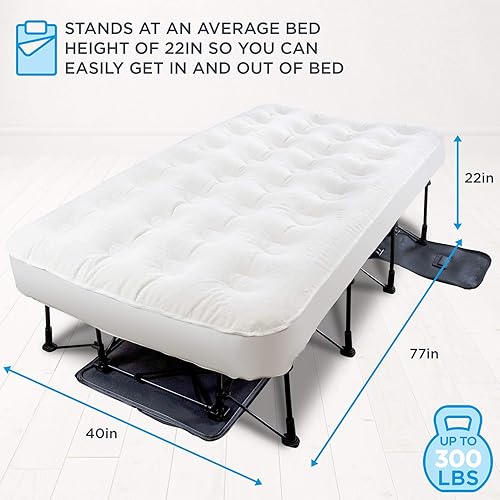 Miniatura 4 de Colchón hinchable de Ivation EZ-Bed, con marco y funda con ruedas, interruptor de autoapagado para lograr la comodidad deseada, superficie cómoda