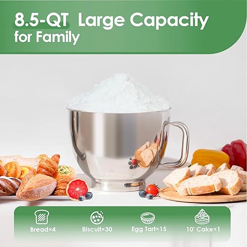 Miniatura 4 de Kitchen in the box Batidora de Pie – Tazón de Mezcla de 6.5 Cuartos de Galón con Asa, Batidoras de Pie de 900 W para Trabajo Pesado con Masa de Pan,