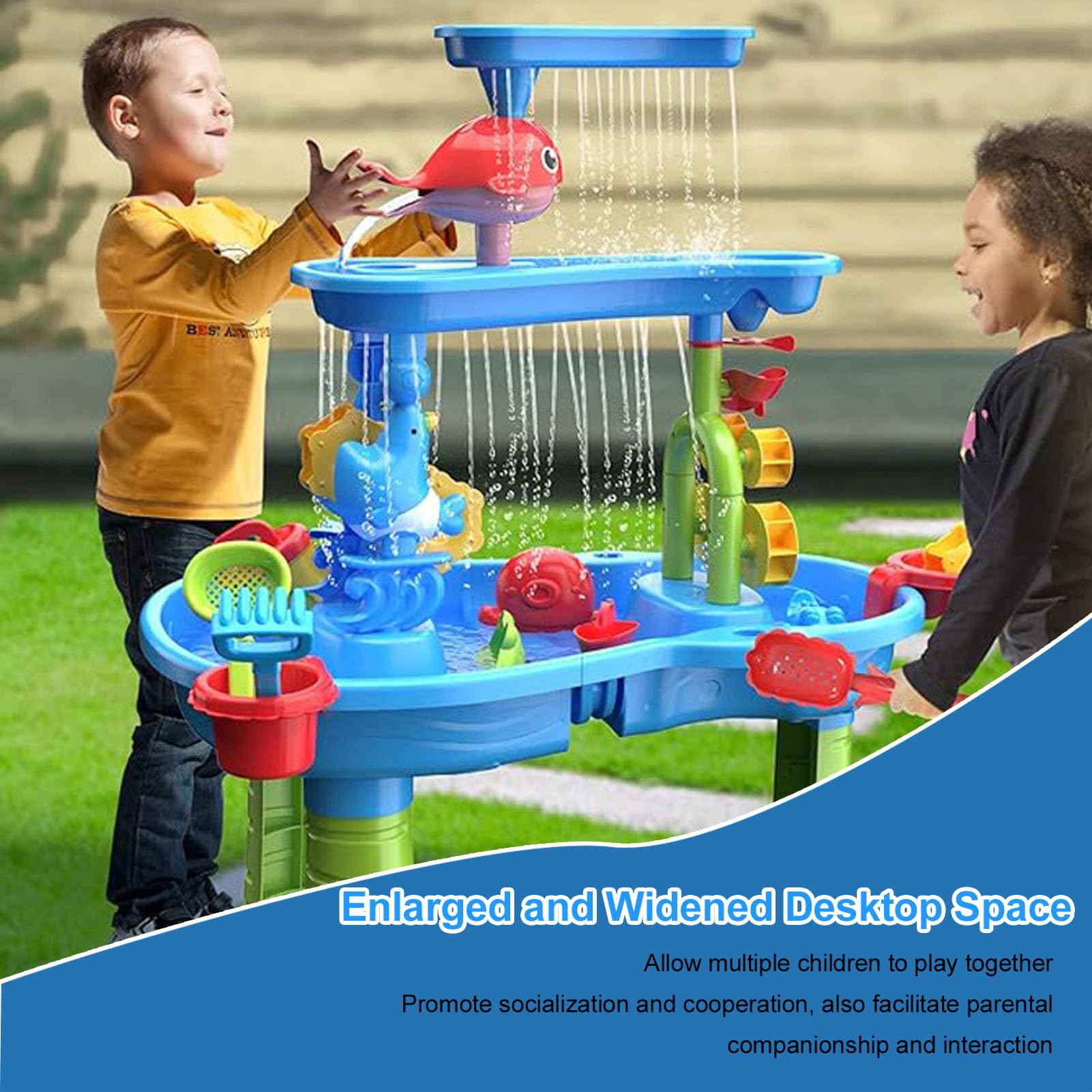 Fockety Wassertisch für Kleinkinder, 3-stufiger Wassertisch, für ab 18 Monaten
