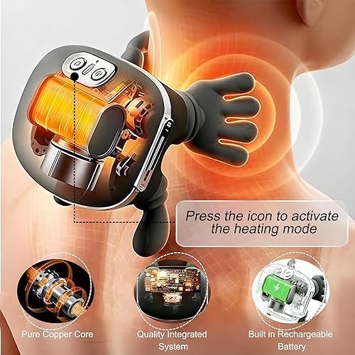 Miniatura 3 de Masajeador de cuello, masajeador Shiatsu de cuello y espalda con calor, amasamiento 4D simulado de mano humana, masaje eléctrico de tejido profundo,