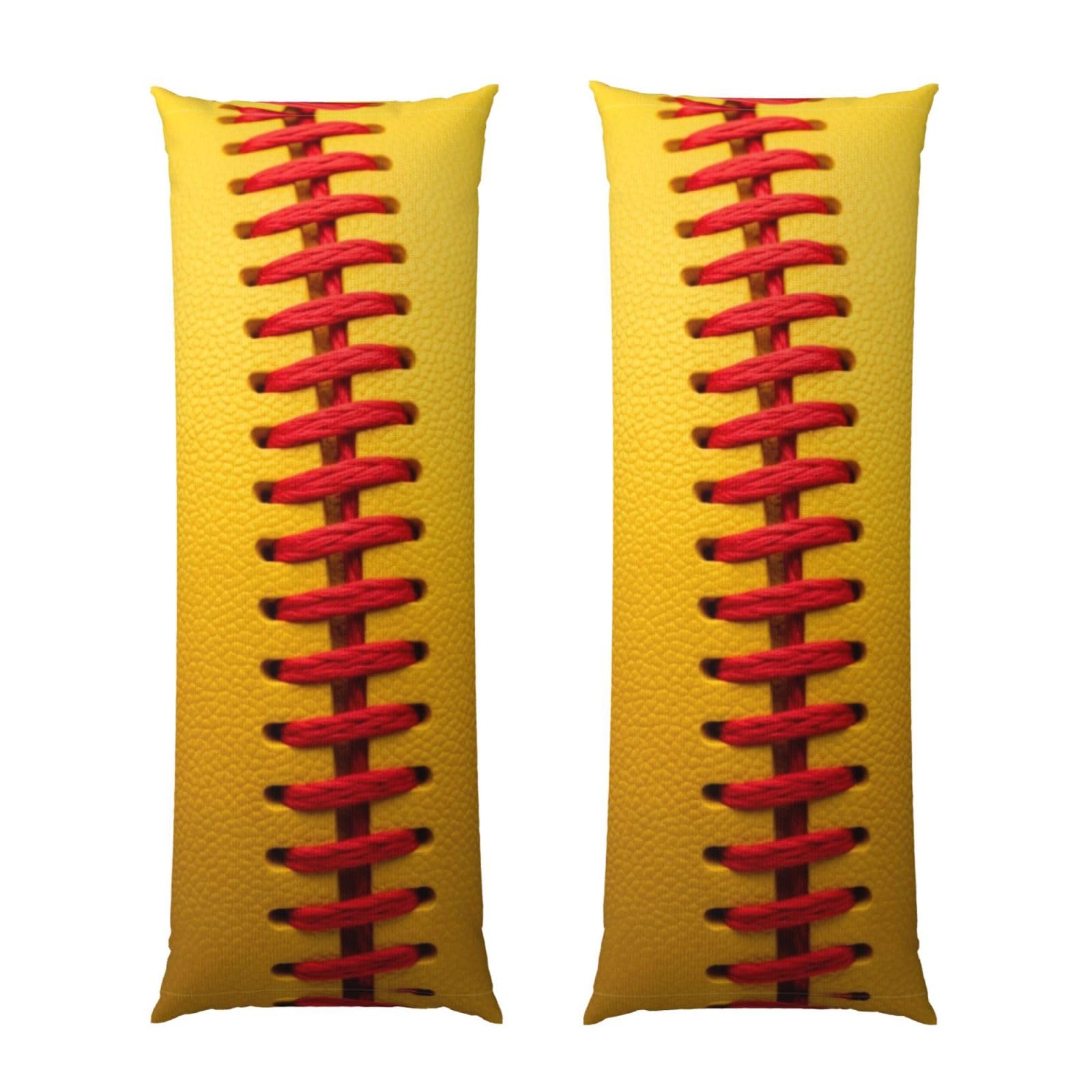 Long Pillowcase 20x54, American Red Line Yellow Softball, Soft Velvet Pillow Cover with Hidden Zipper, Plush Cushion Protector for Bedroom Sofa Couch Sleeping