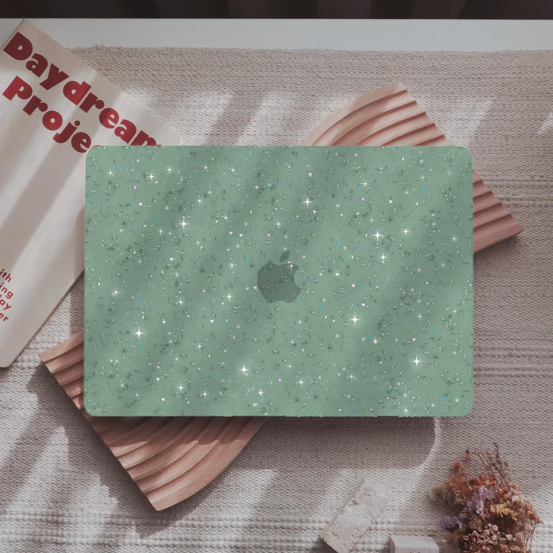 B BELK Compatible with MacBook Air 13 inch Case 2020, Glitter MacBook Air M1 Case 2022-2018 Models A2337 A2179 A1932, Sturdy Protective Laptop Hard Shell with 2 Keyboard Covers, Glitter Green