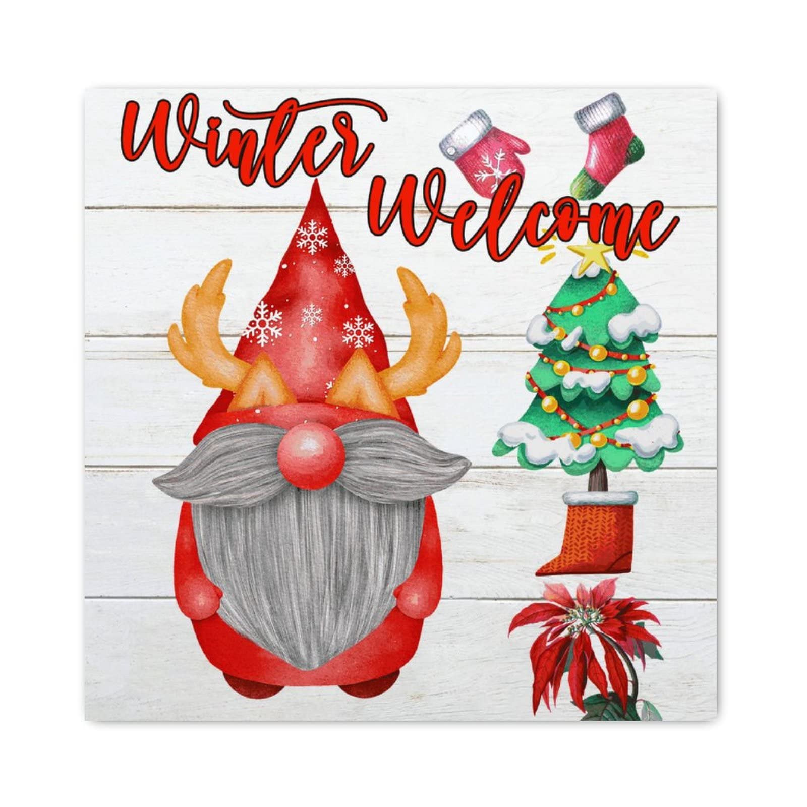 Panneau en bois Welcome de 40x40 cm décoratif pour entrée et salon