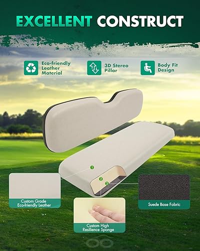 Miniatura 6 de SCITOO Cojines traseros de repuesto para asiento trasero de carrito de golf, asiento trasero para Club Car DS y modelos precedentes para EGZO, Buff,