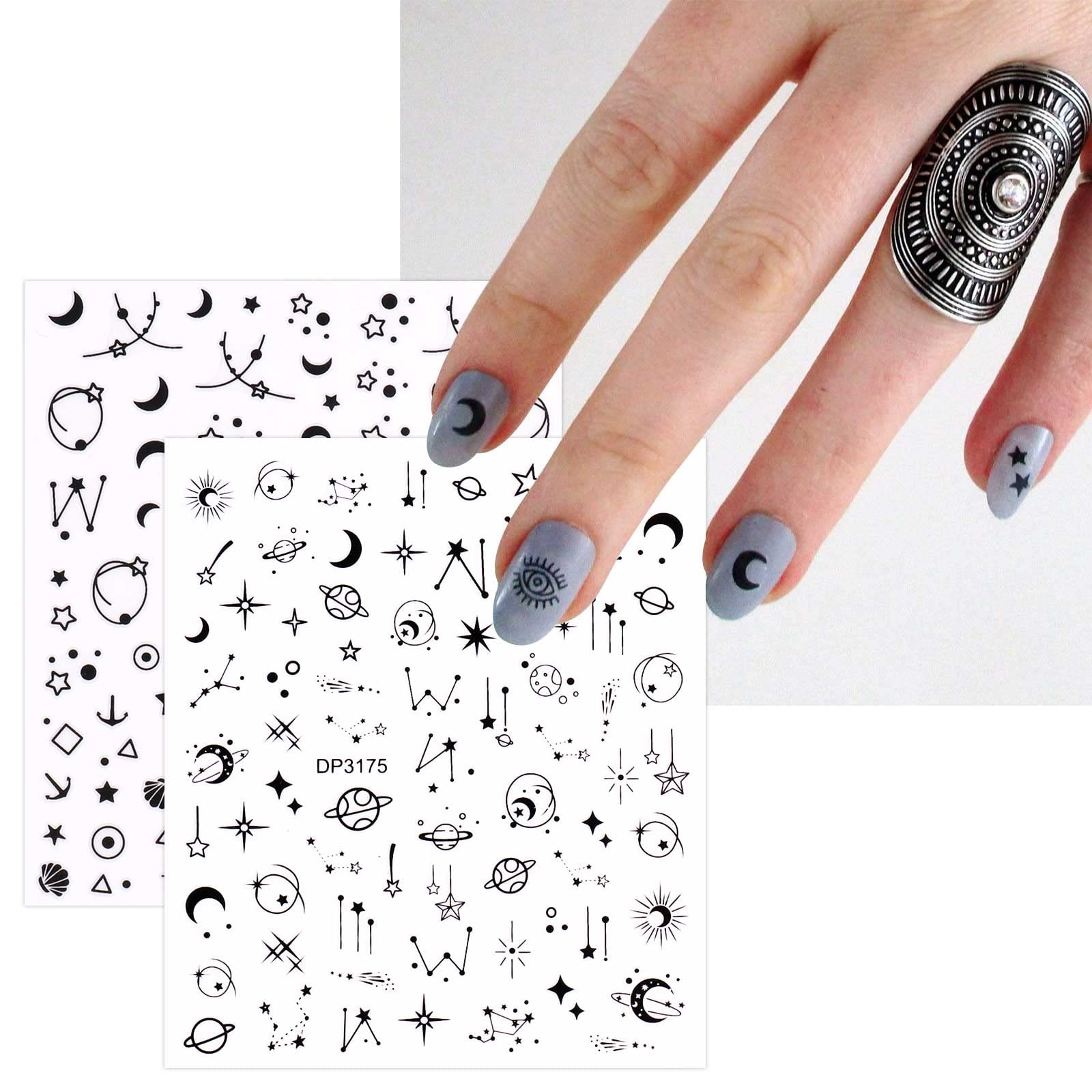 Stickers Déco Pour Ongles Et Tatouages Temporaires - Motif Fleurs Bleu