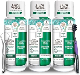 Dual Barrel Breath Harmonizer Mouthwash - Freshens Breath - Alcohol & Fluoride Free with Sodium Chlorite & Essential Oils - Wild Mint Flavor, 3 Pack