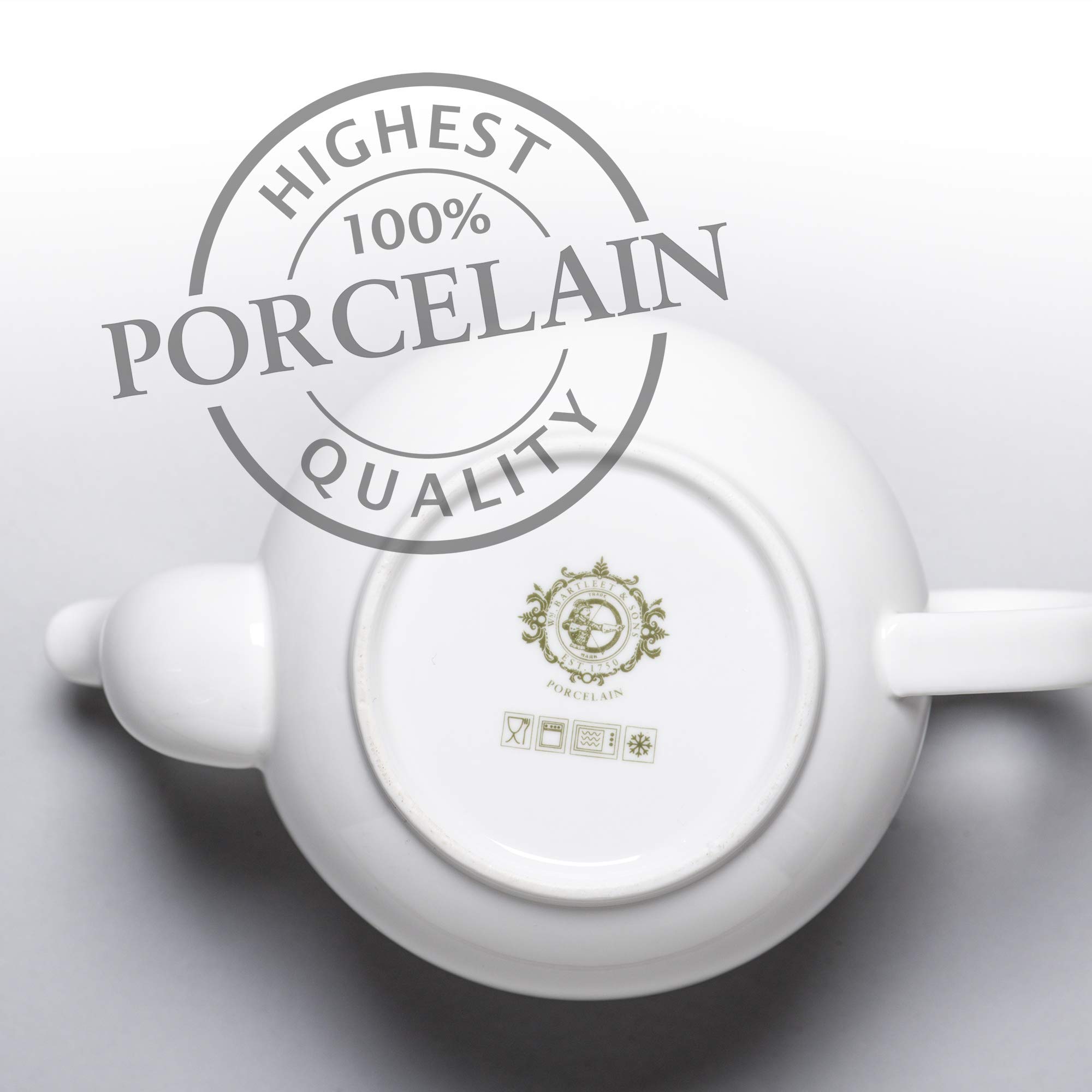 WM Bartleet & Sons 1750 - Tetera de porcelana tradicional de 4 tazas, 900 ml, color blanco, 900ml