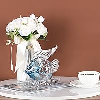 Vista 5 de Figuras de peces de cristal de decoración costera, escultura de peces de cristal azul, modernas, playeros de playa, vida costera, arte de cristal