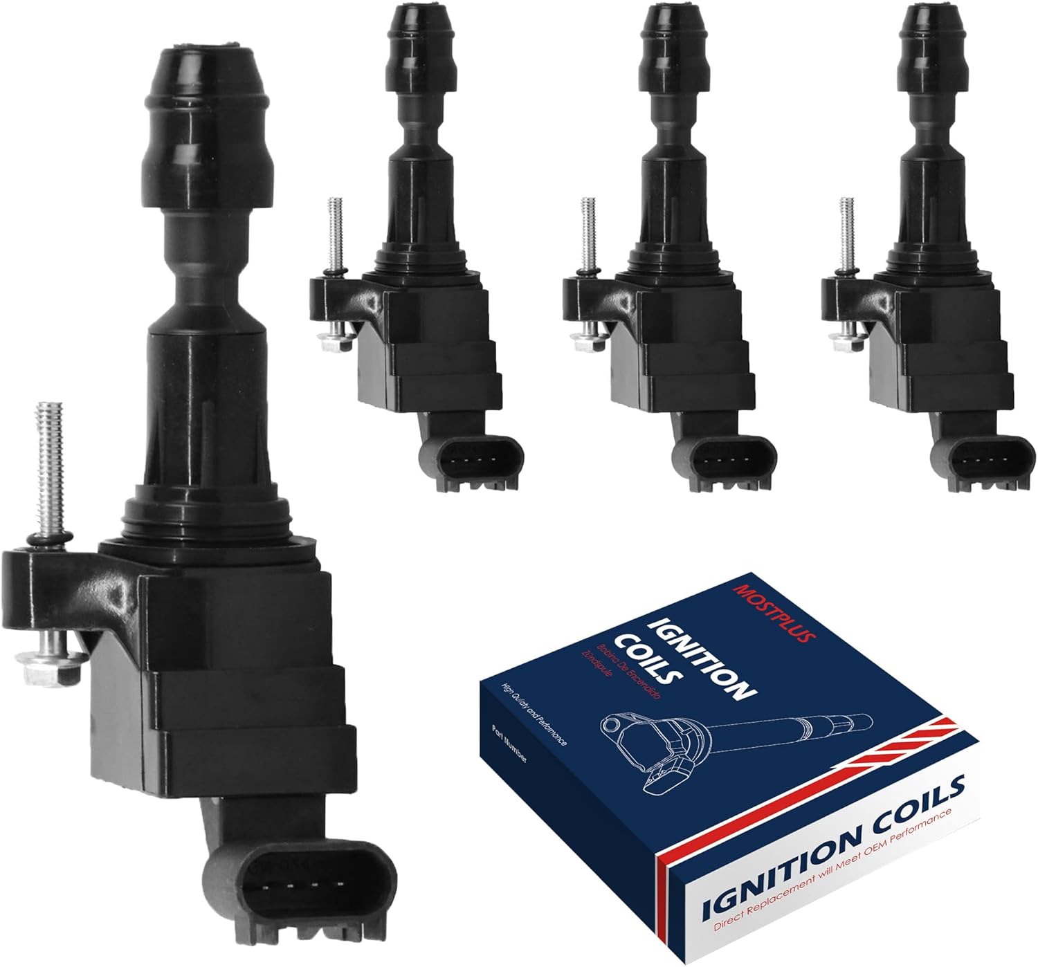 MOSTPLUS Ignition Coils Compatible with Chevrolet Equinox Malibu GMC Terrain Buick Lacrosses Regal Verano Cobalt Pontiac G4 G5 Saturn Aura Ion Sky Replaces# UF491 C1552 UF645 (Set of 4)