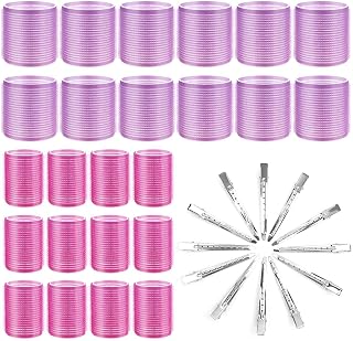 Hair Curlers Rollers, Cludoo 36Pcs Jumbo Big Hair Roller Sets with Stainless Steel Duckbill Clip, 2 Size Self Grip Hair Curlers Rollers for Long Medium Short Thick Fine Thin Hair Bangs Volume