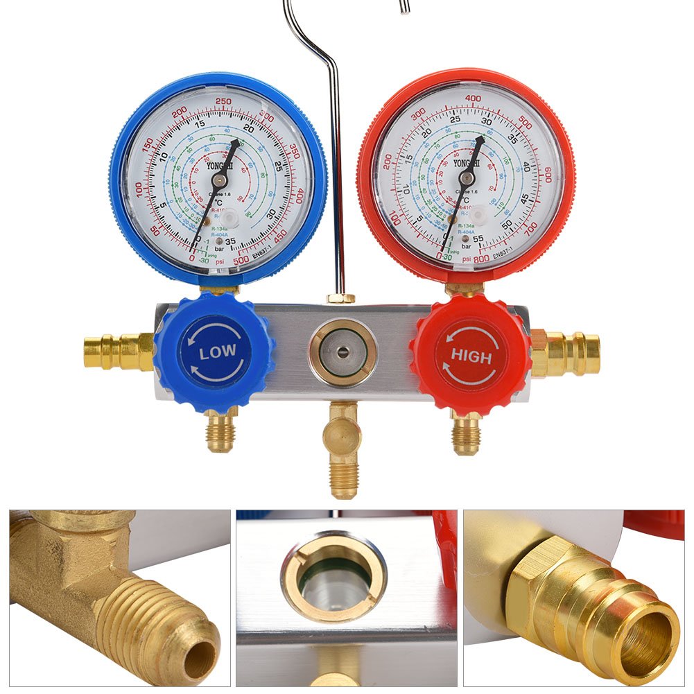 Jauge De Collecteur De Climatisation, 0-500Psi Climatisation RéFrigéRant Diagnostic Fluorine Table De Jauge Ensemble De Climatisation Outils ÉQuipement Pour R134A R12 R22 R134A R404Z 410A RéFrigéRant