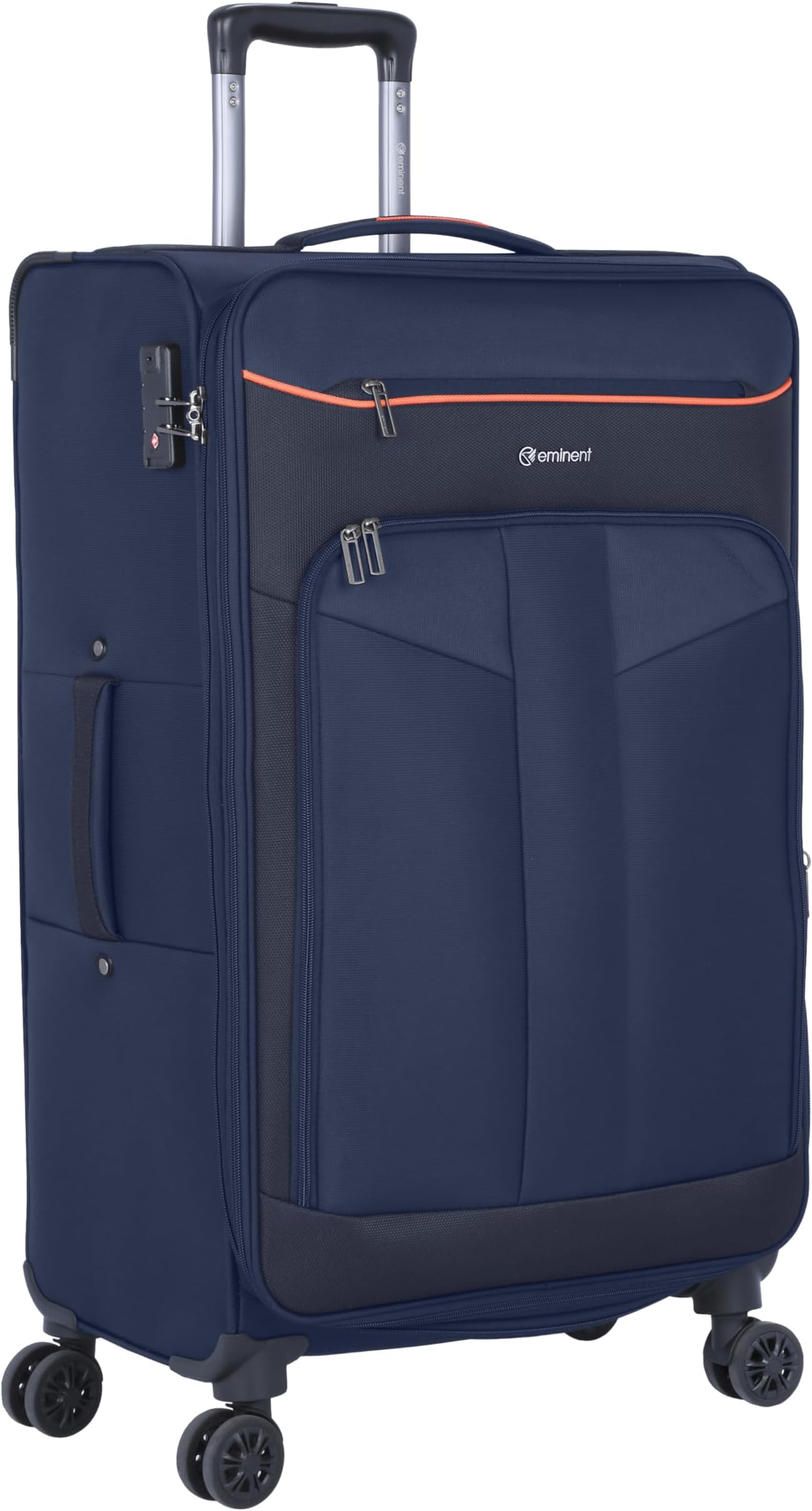 Unisex Soft Luggage Trolley Polyester Lightweight Expandable 4 Double Spinner Wheeled Suitcase with 3 Digit TSA lock E788SZ (Checked Luggage 28-Inch, Navy)