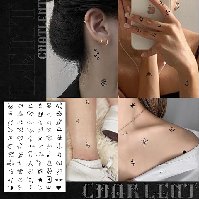 tattoo piercing ideas 594 Pcs Tiny Small Temporary Tattoos for Women Men Finger Hands, Mini Fake Tattoos for Adult Finger Neck Body