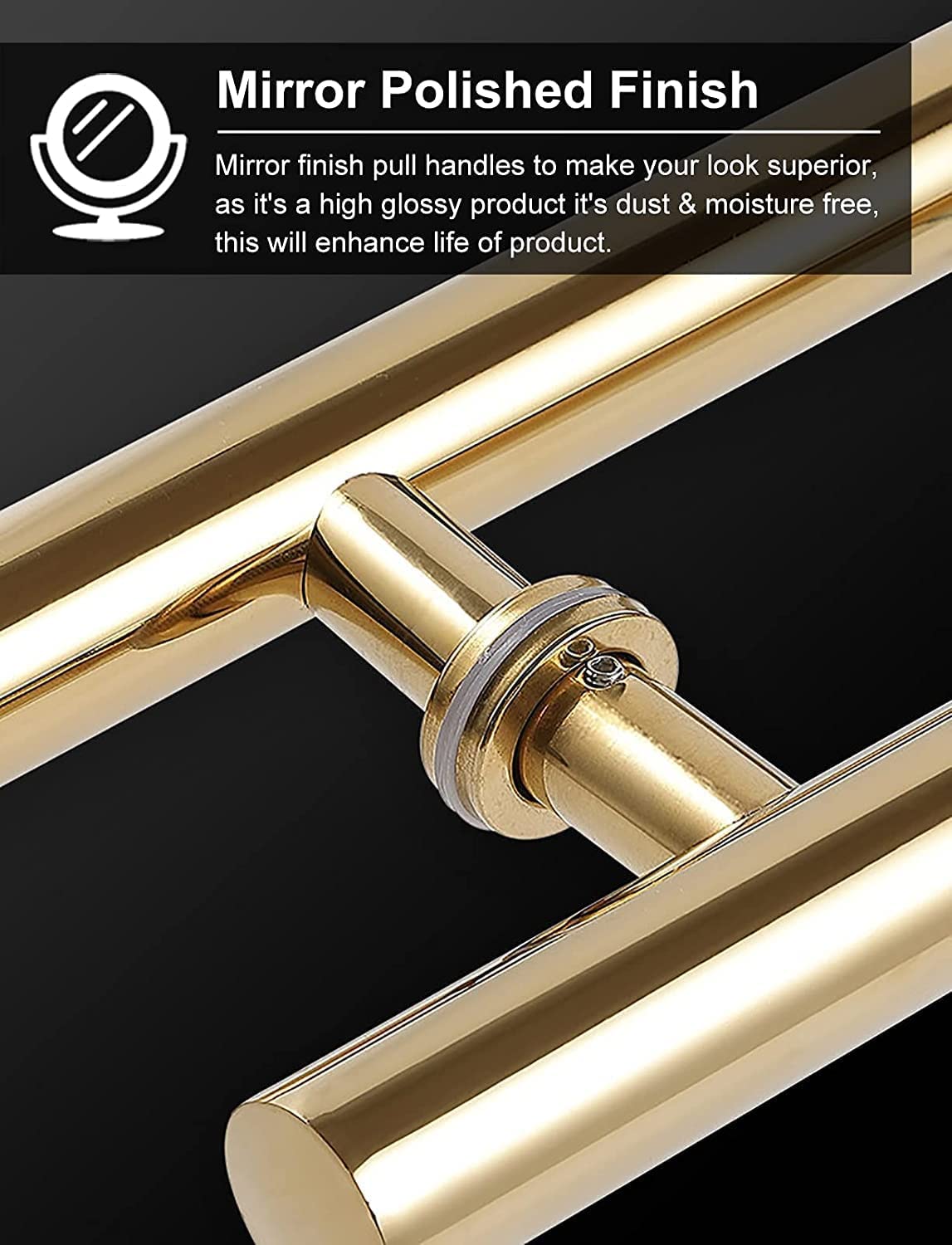 Manija de puerta corredera de granero, barra de empuje moderna de acero inoxidable, diseño de tubo redondo H de doble cara para puertas de madera y vidrio, 120 cm