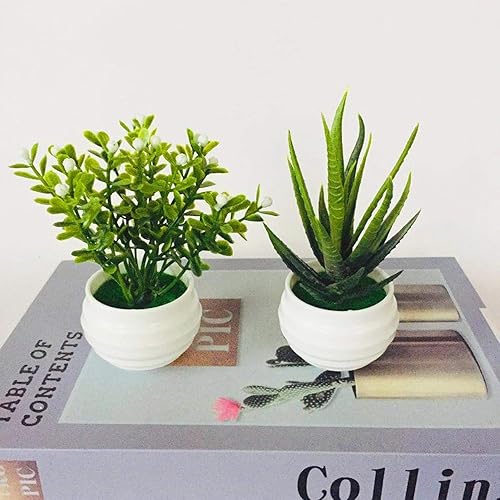 Miniatura 7 de Jinshining 1 paquete de plantas falsas en maceta, plantas y flores artificiales, plantas verdes artificiales para interiores, hogar, baño, sala de