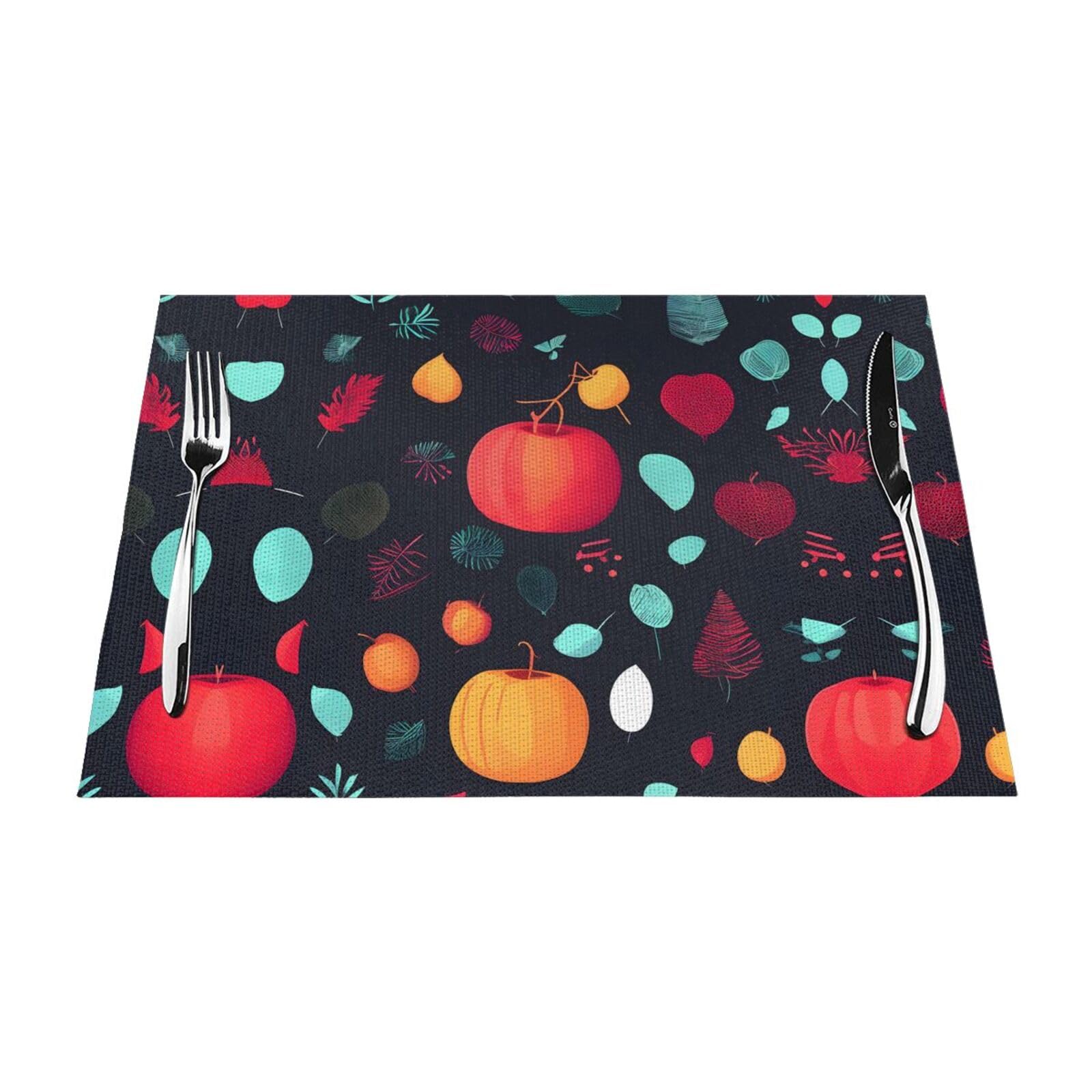 Pumpkin Flowers 6 Pcs Patterned Woven Placemats are Non-Slip and Heat-Resistant and Complement Any Table