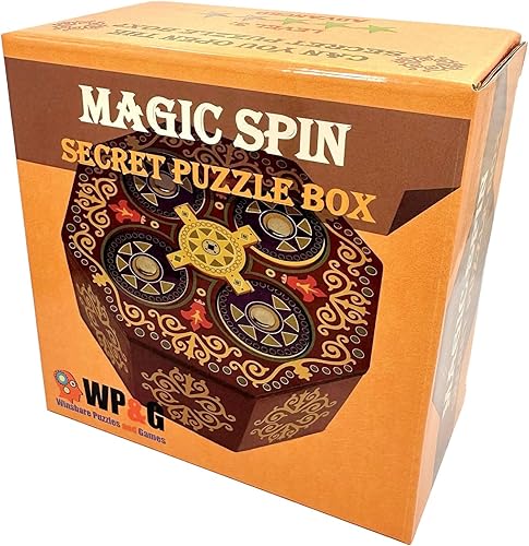 Miniatura 7 de Magic Spin Secret Puzzle - Caja de dinero y tarjeta de regalo en una caja de madera IQ Tricky Lock con compartimentos ocultos Brainteaser