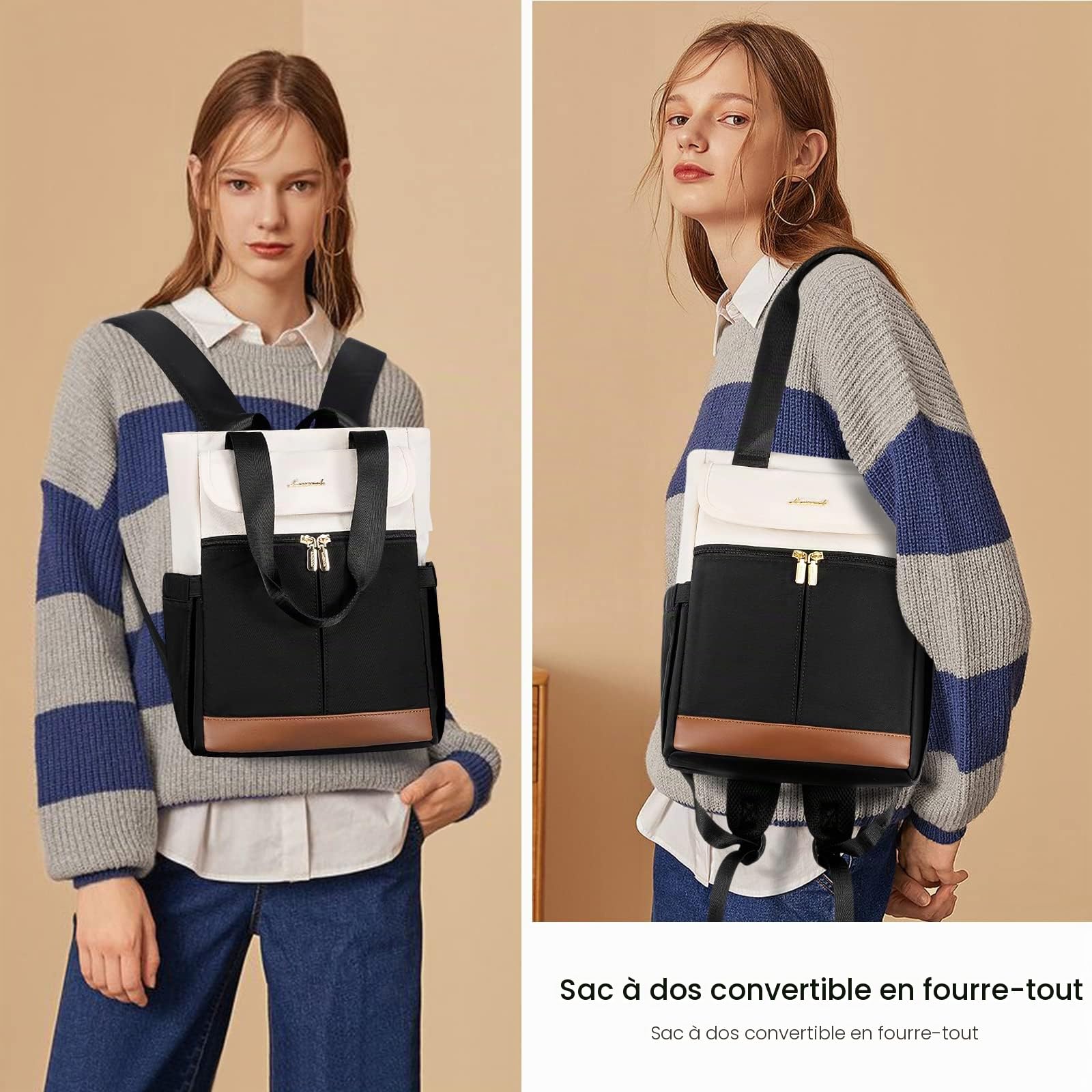 LOVEVOOK Sac a Dos Femme, Petit Mini Sacs à Main Portés Dos Femme, Leger Chic Sacs à Dos pour Ordinateur Portable pouces Cartable Fille Feminin Backpack pour Voyage Loisir Collège