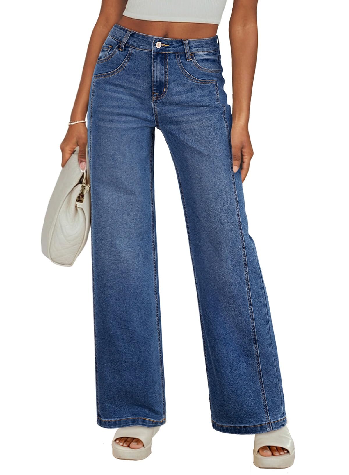Sidefeel Wide Leg Patchwork Jeans