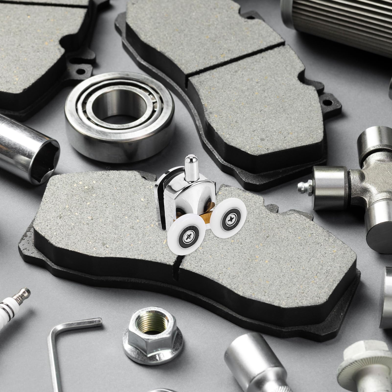Mobestech 8 Stück Schiebetürrollen Aus Kupfer-metalllegierung Für Duschtüren Und Badezimmerglastüren Ersatzrollen Mit Schrauben Und Antikollisionsblöcken Für Einfache Montage Und Leisen Glei