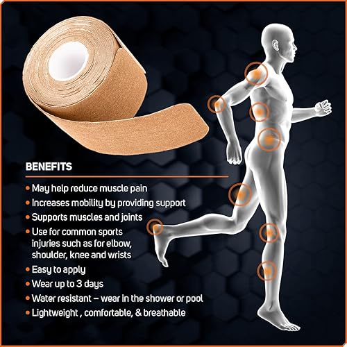 Miniatura 2 de Care Science Cinta de kinesiología impermeable, tiras resistentes al agua precortadas, cinta atlética elástica para deportes y levantamiento de