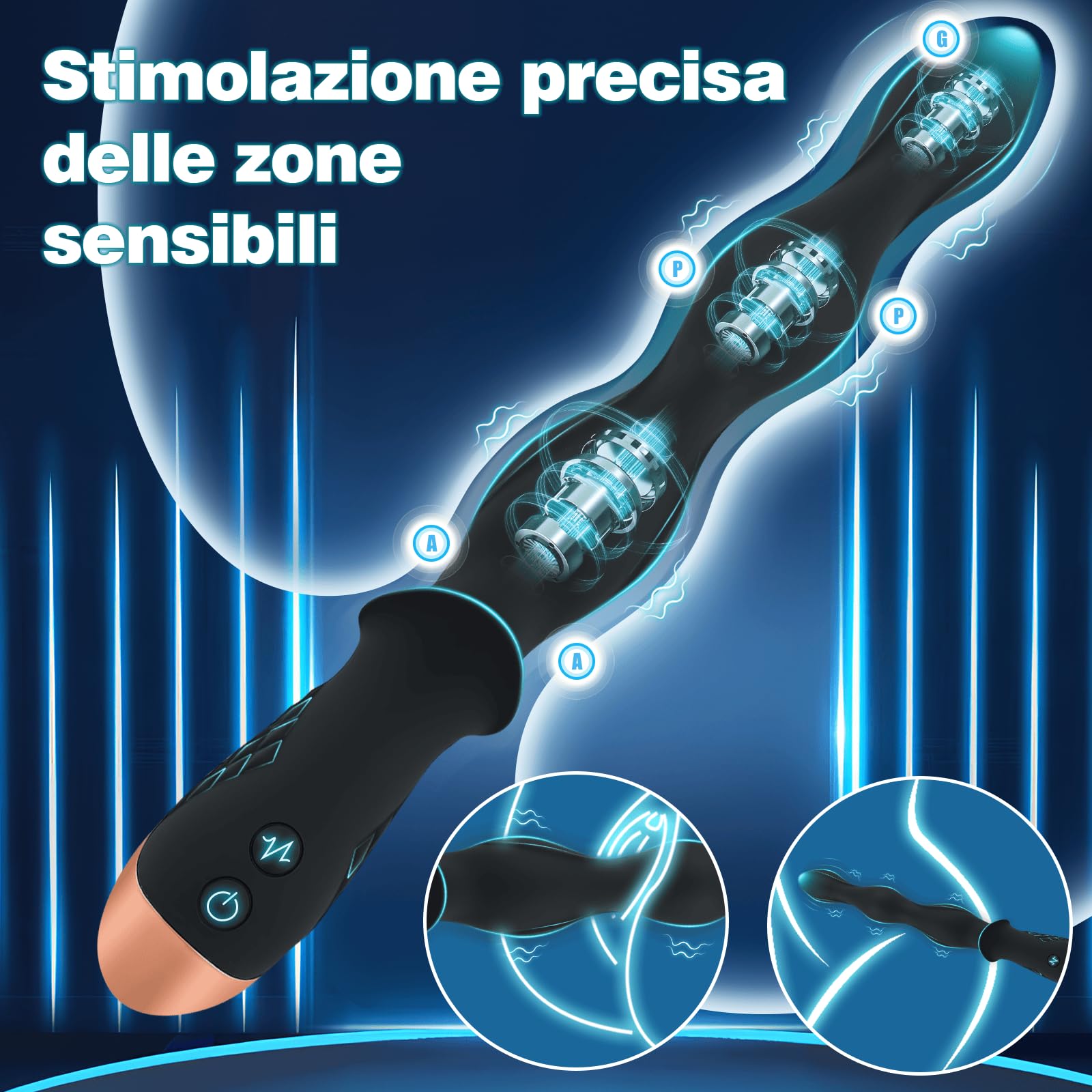 Vibratore Anale Plug Perline Massaggiatore Prostatico Punto G Buttplug