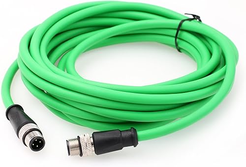 Miniatura 2 de Cámara Ethernet flexible blindada M12 4 Pin D Code macho a M12 4 Pin D Code Cable macho para red de aplicaciones industriales (1, 32.8 ft)