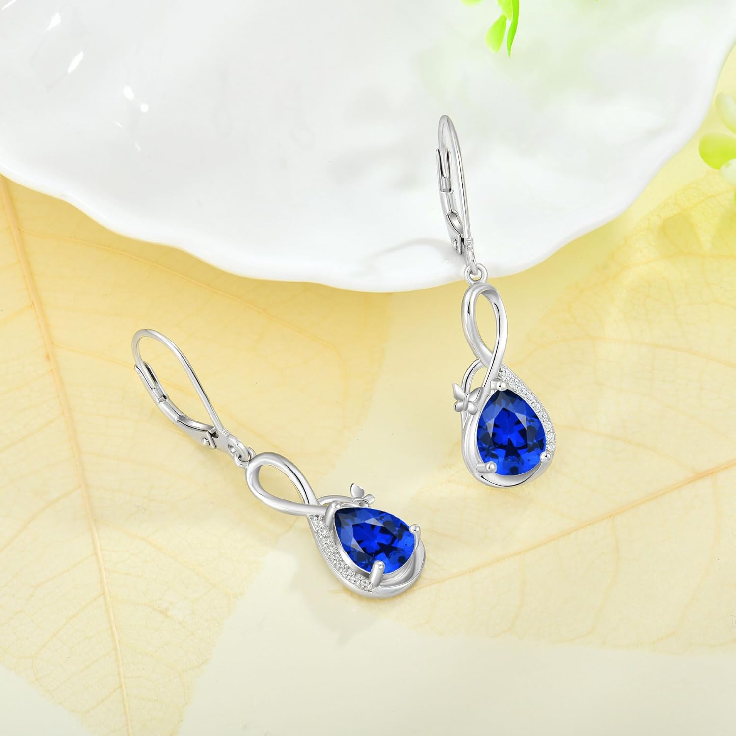 Butterfly Dangle Earrings for Women 925 Sterling Silver Infinity Birthstone Leverback Drop Earrings Jewelry Birthday Christmas - Image 3