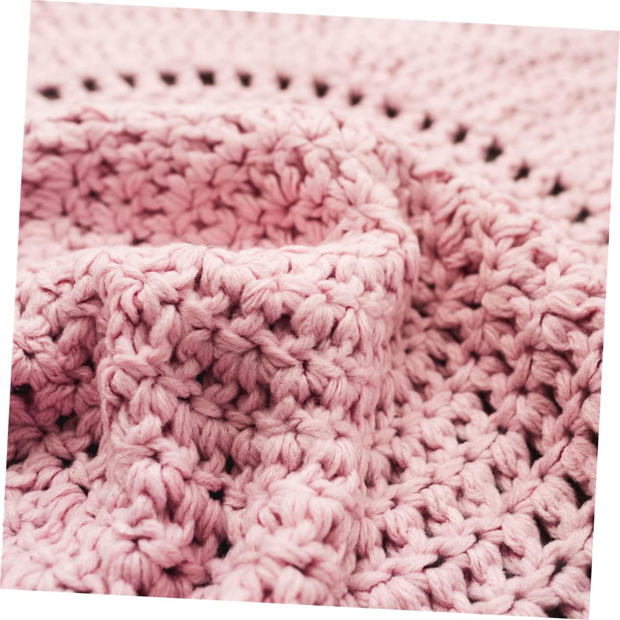 Unomor Hand-Knitted Round Woolen Floor Mat Soft Anti-Slip Rug for Boy Girl Room and Bay Window Cozy Pink Carpet Diameter for Playroom and Living Space