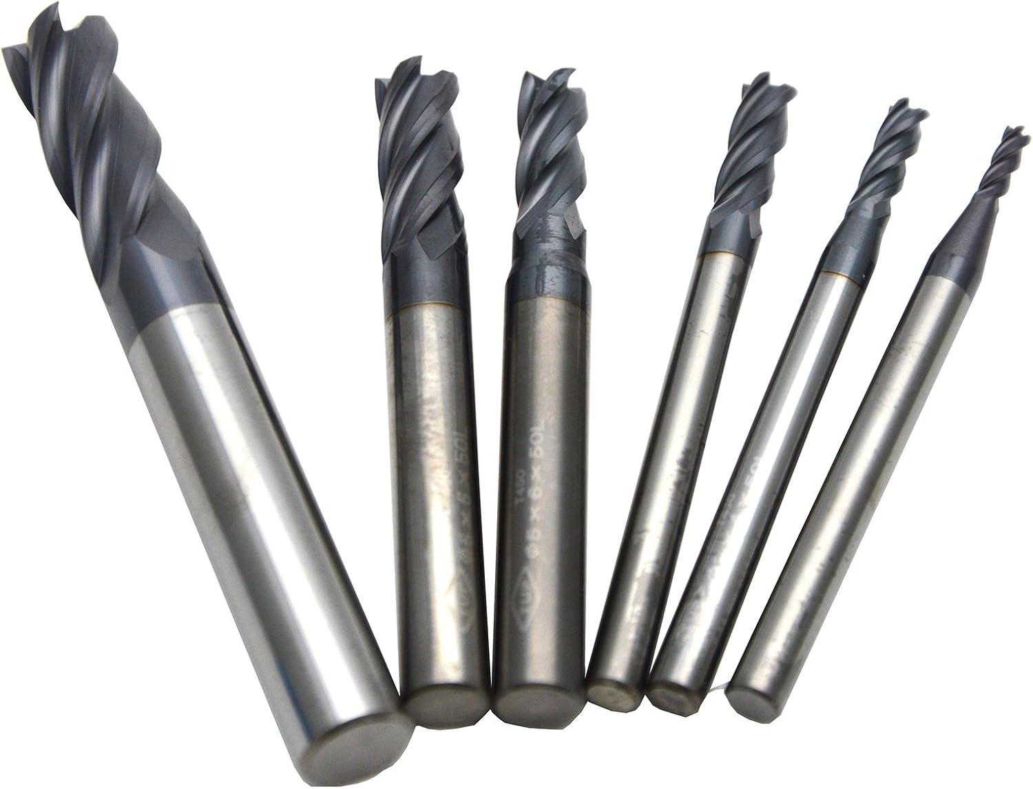 Wokesi 1 2 3 4 6 8mm Cutter Dia,Square Nose End Mill Set,Pack of 6,4Flutes,HRC45,TiAlN Coated,Solid Tungsten Carbide,CNC Router Bits Cutting Milling Tools(1/2/3/4/6/8mm HRC45)