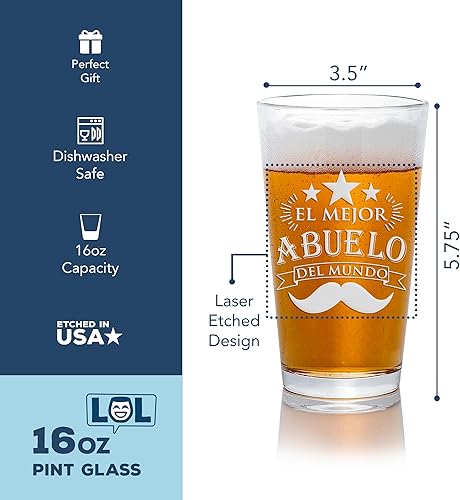 Miniatura 2 de El Mejor Abuelo Del Mundo - Vaso de cerveza de pinta, brújula de carácter, regalo de Abuelo, regalo para padre, regalos españoles, feliz día del