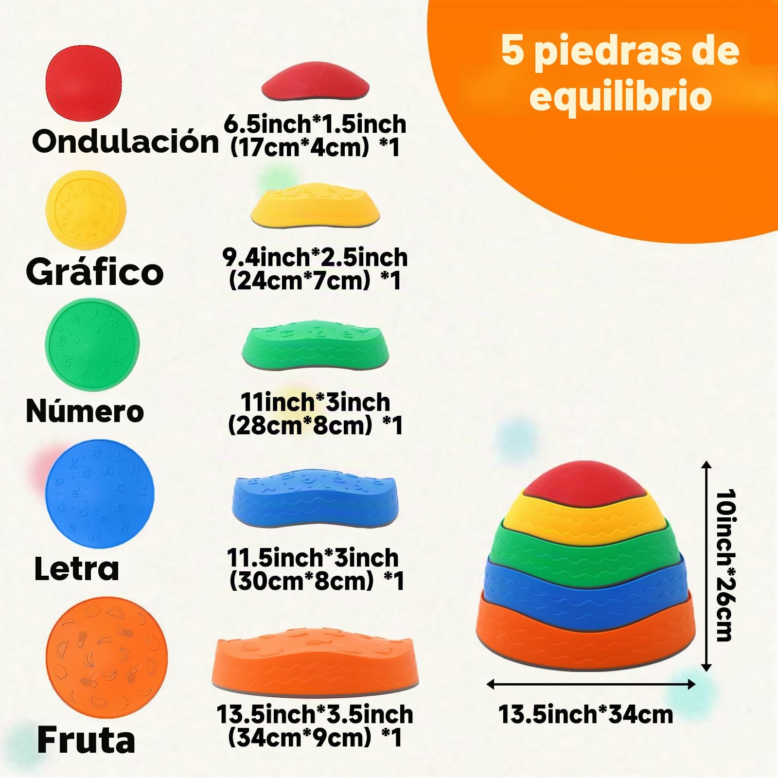 Piedras de Equilibrio para Niños, 5 Piedras Antideslizante Apilables, Juego Equilibrio Niños, Entrenamiento de Equilibrio en Interiores y Exteriores, Que Fomentan el Equilibrio y Habilidades Motoras