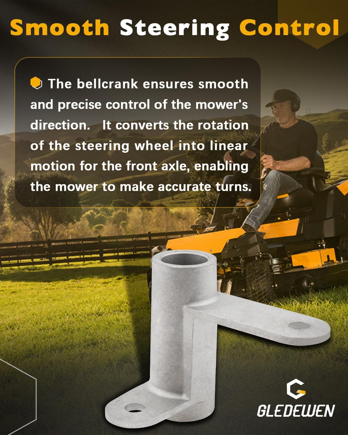 01008841 Steering Bellcrank Right Hand, Compatible with Cub Cadet Z-Force 15, Z Force 18, Z Force 42, Z Force 44, Z Force 48, Z Force 50, Zero-Turn Lawn Mower Aluminum RH Bracket Part, OE# 01008153