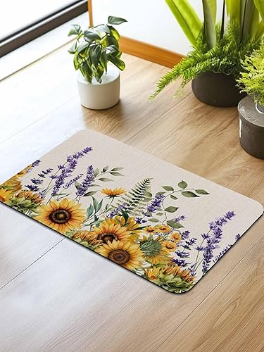 Miniatura 2 de Farm Flowers Bath Mat for Tub,Non Slip Bathroom Floor Runner Rug Quick Dry & Absorbent Diatomaceous Earth Kitchen Room Shower Sink Washable