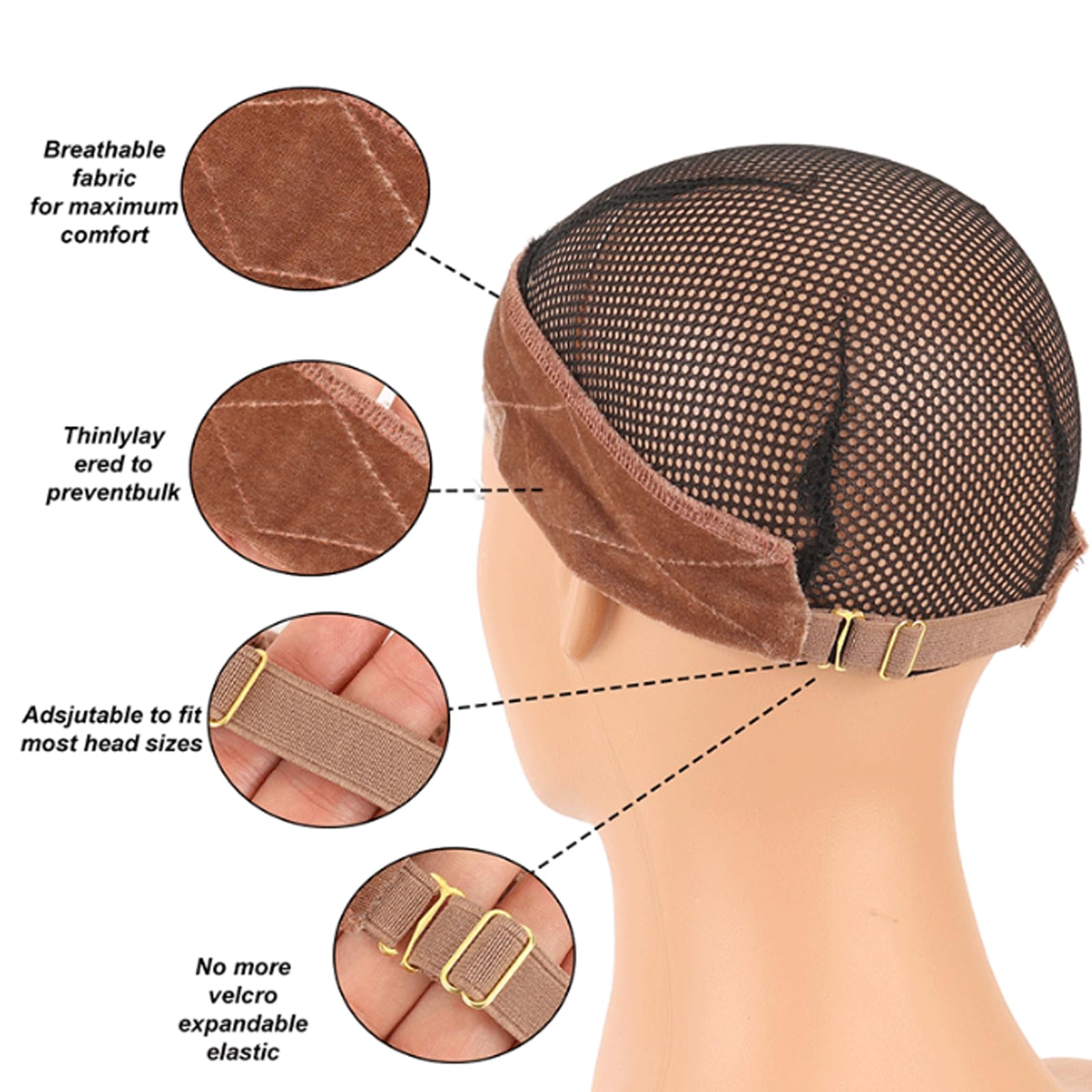 Fascia per Parrucca Fascia Elastica per Parrucca Fasce per Parrucca Antiscivolo Regolabile con Fasce Parrucche Antiscivolo per Tenere la Parrucca da Donna