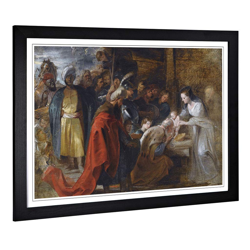 Big Box Art Framed Print of Peter Paul Rubens The Adoration of The Magi Design | Wall Art Picture | Home Decor for Kitchen, Living Room, Bedroom, Hallway, Black, A2 / 24.5x18 Inch / 62x45cm