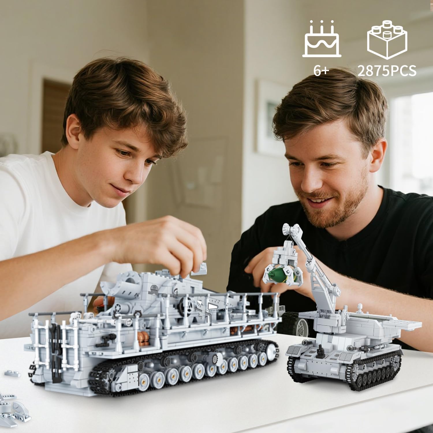 Karl Heavy Mortar Tank Building Block Set 2875 Pieces, Compatible with Lego Military Army Set for Adults WW2 German Mortar Model Kit with Ammo Tractor, 1: 26 Scale Vehicles Model Home Decor