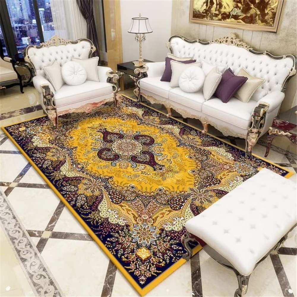 Tapis de cuisine et salon géométrique jaune foncé 180x250cm