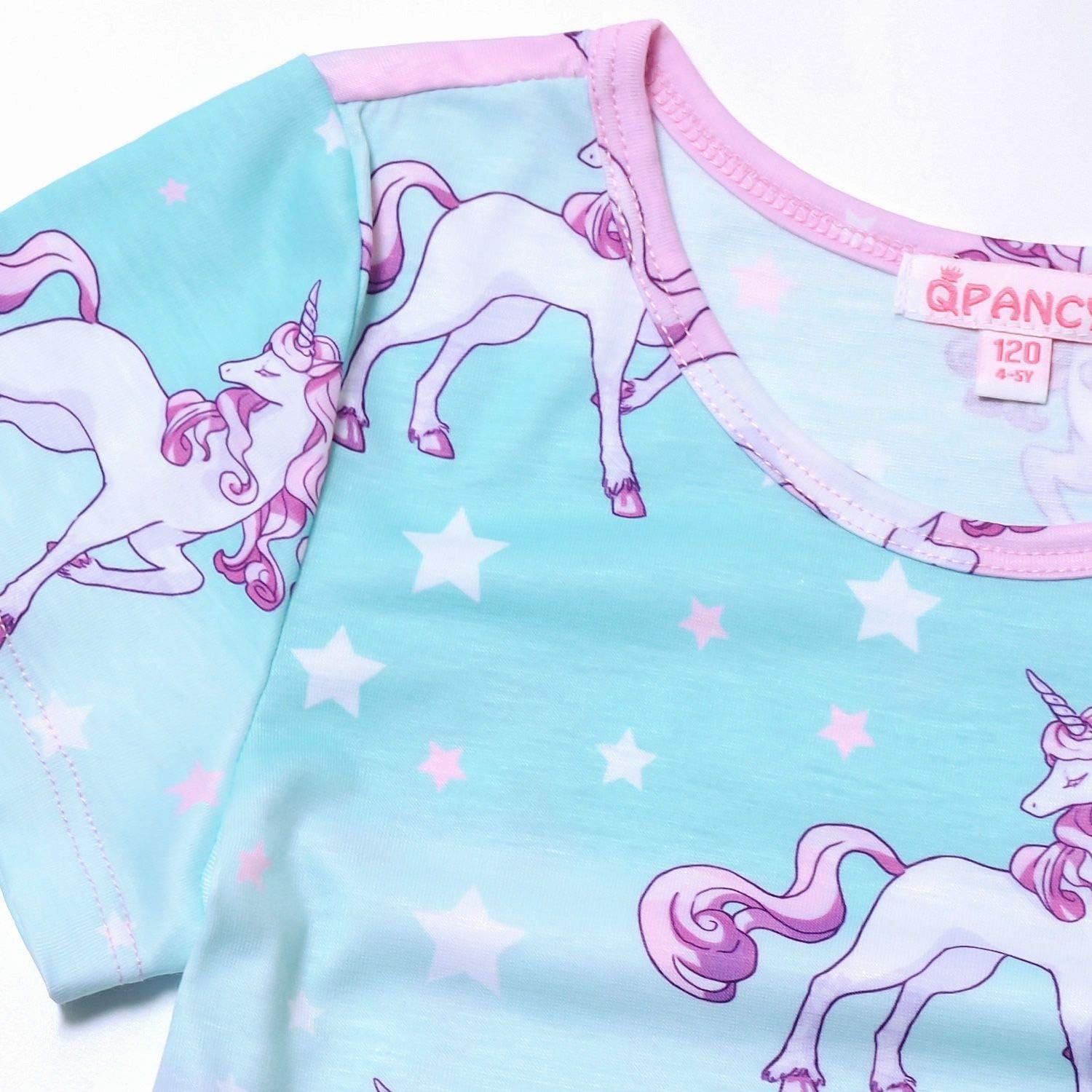 Girls Unicorn Dresses Summer Swing Short Sleeve Casual Clothes for Little Kids - Image 4