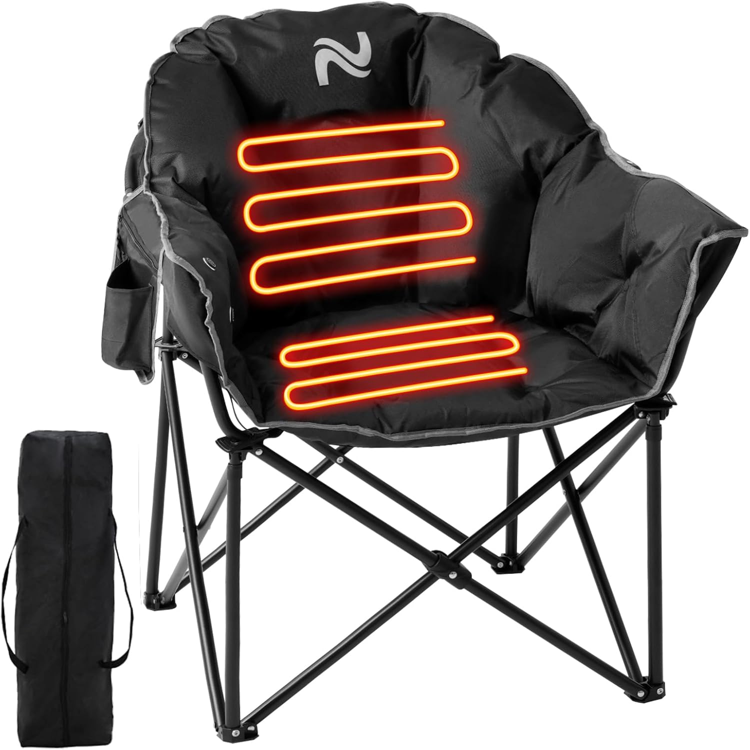 Slsy Heated Camping Chair Oversized, Outdoor Portable Heated Folding Chairs, Heated Foldable Chair Seat Supports 500 lbs, Heating Chair for Outdoor Sports, Camping, Patio, and Picnics - Grand Goldman