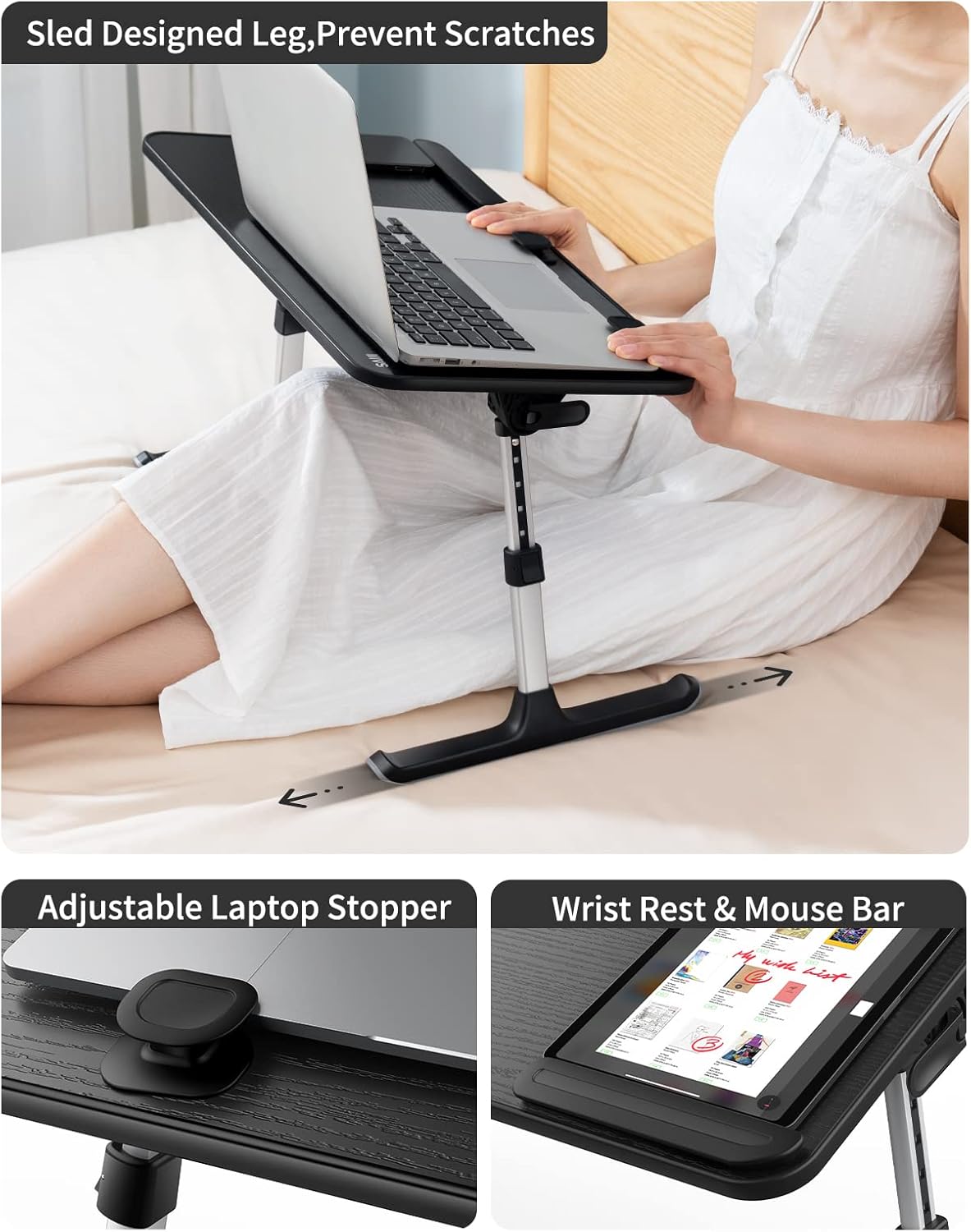 Buy Laptop Desk for Bed, SAIJI Height & Angle Adjustable Laptop Stand