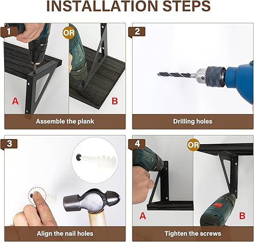 Miniatura 8 de Estantes flotantes 4+1 para decoración de pared, estantes de pared con cesta de almacenamiento de alambre, estantes de baño sobre el inodoro,
