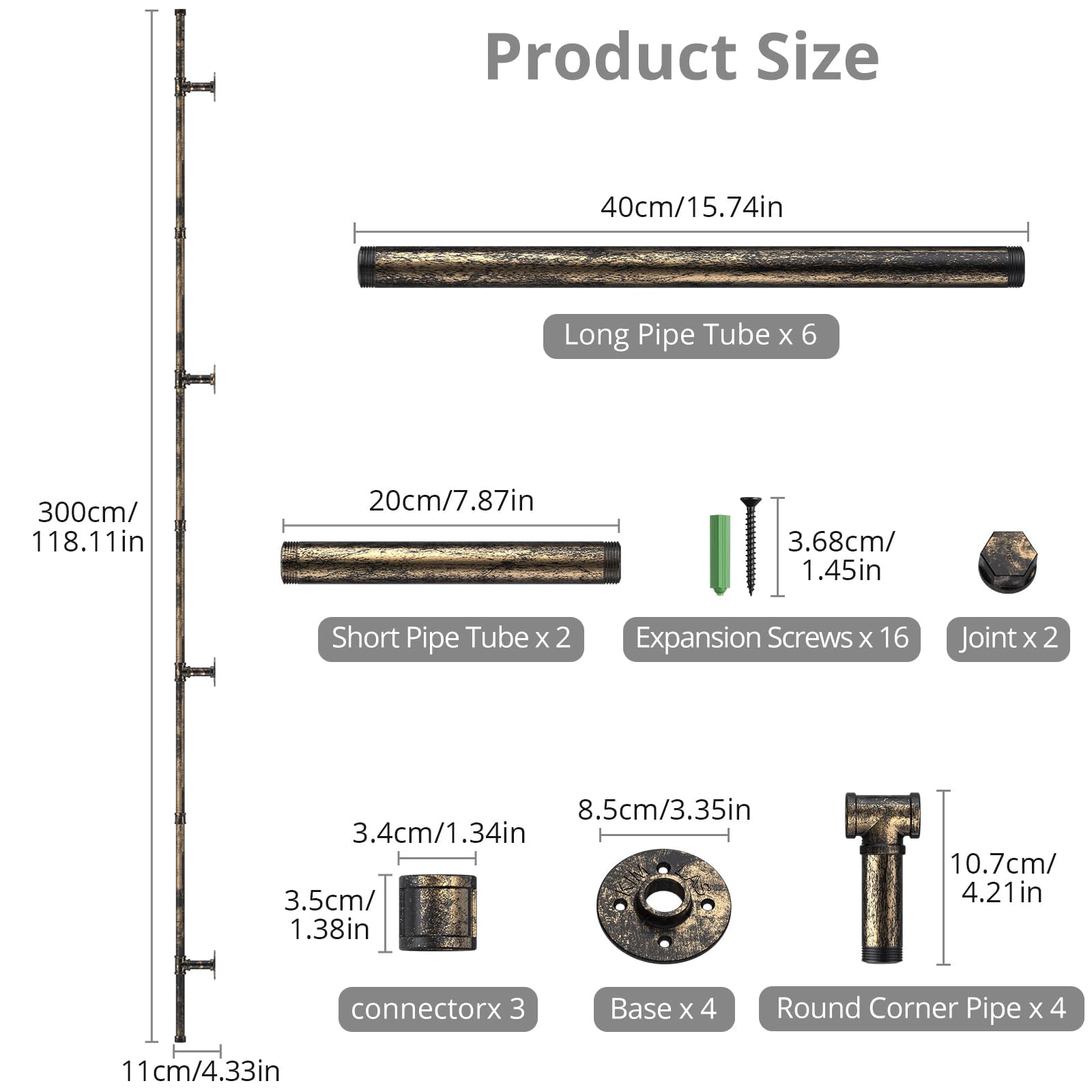 Tanice Stair Handrail, Hand Rails Stairs, Handrails for Stairs Anti-Slip Banister Rails, Industrial Pipe Clothes Rail - Image 2