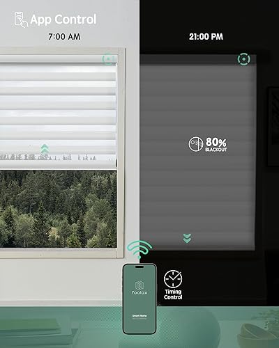 Miniatura 35 de Yoolax Persianas motorizadas con control remoto, persianas motorizadas de cebra compatibles con Alexa, persianas motorizadas de privacidad, 70%