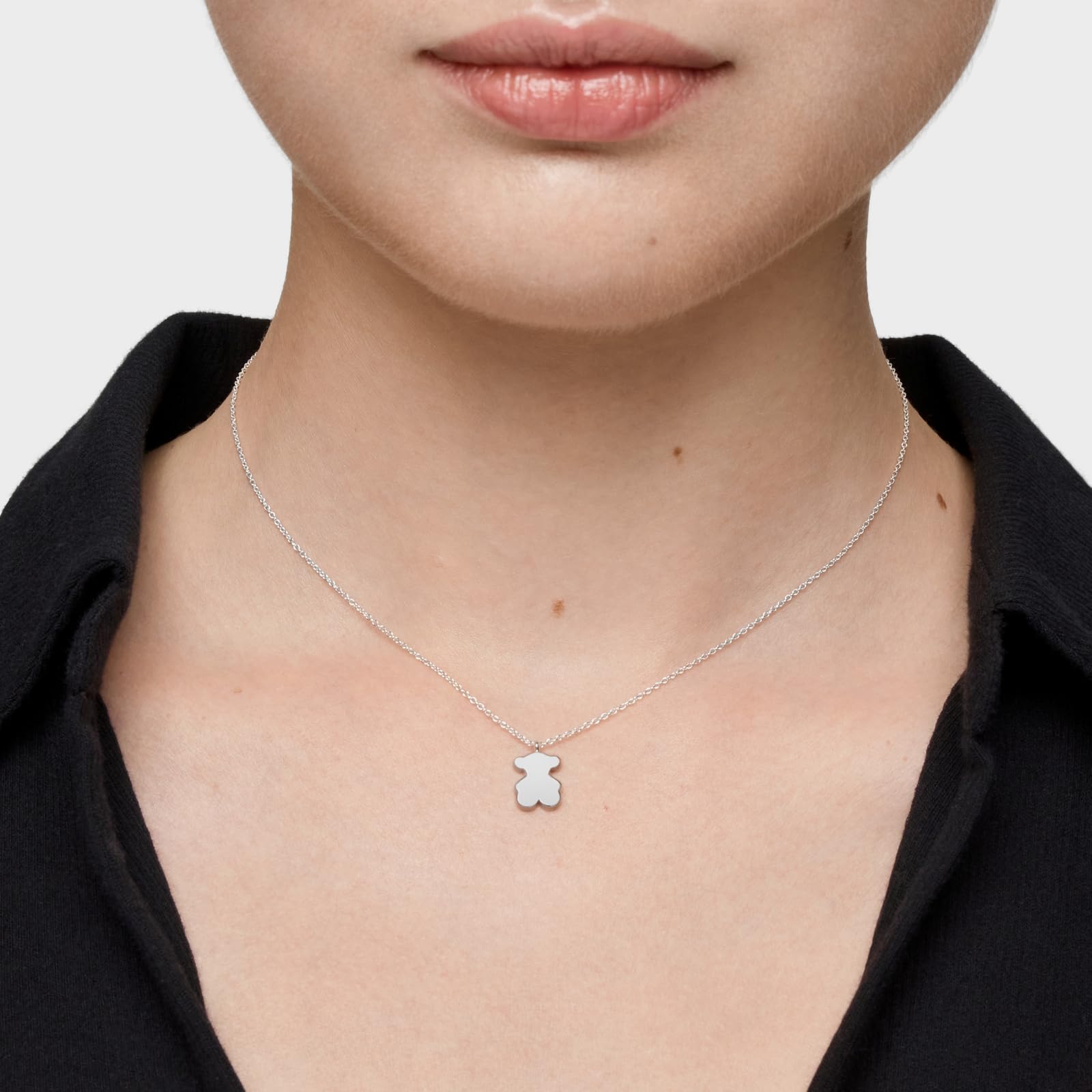 TOUS Collar Corto para Mujer con Motivo de Oso de Plata de Primera Ley, 45cm de Largo, Casual y Versátil, Colección Sweet Dolls