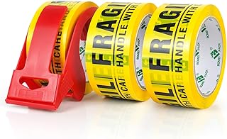 BOMEI PACK 3 Rollen Paketklebeband Fragile Klebeband Packband Verpackungsband Kartonband 66mx48mm Verpackungsmaterial für Pakete und Karton Packband mit hoher Klebkraft in Profi-Qualität