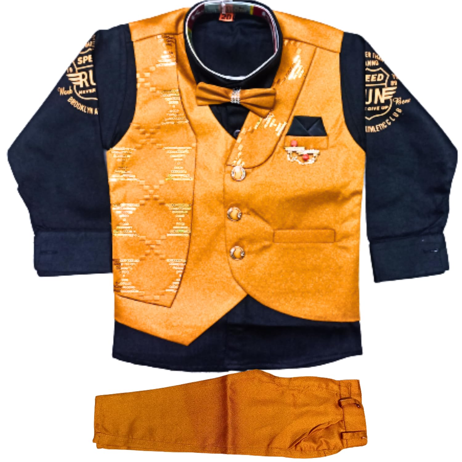 MINNA BAZZAR 3 Piece baba suit for boys cotton Boy's Regular Fit Suit