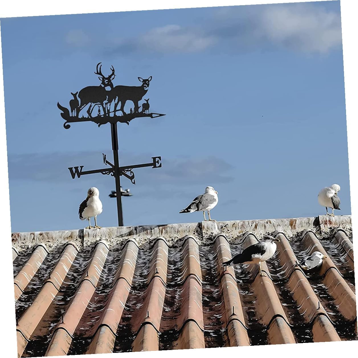 Luxshiny Iron Elk Weather Vane Garden Decor Outdoor Wind Direction Indicator Metal Yard Weathervane for Patio Lawn and Shed